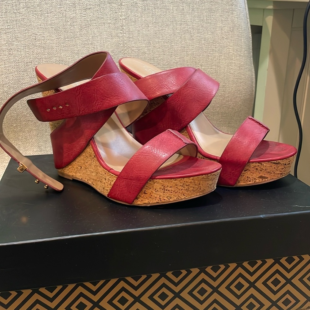 Charles by Charles David Red Leather Wedge Shoe